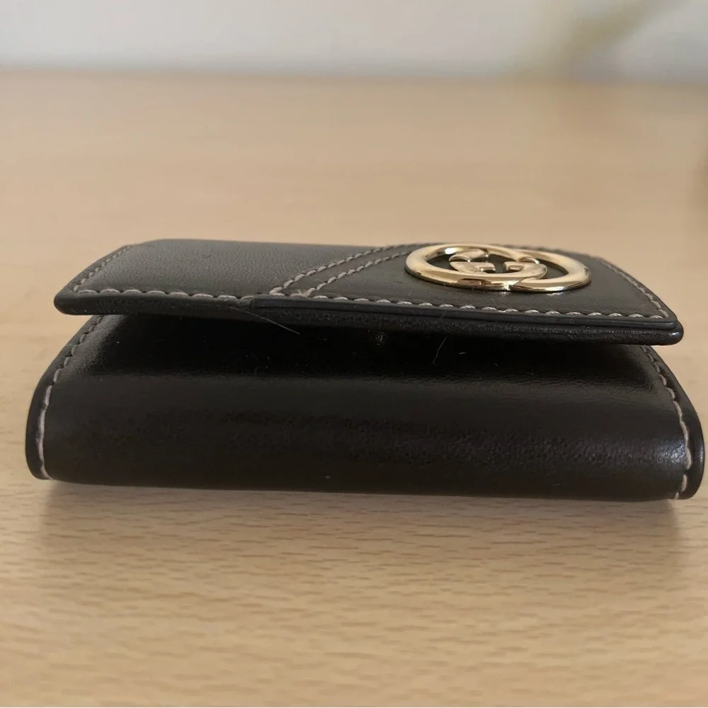 Vintage Gucci GG Black Leather Key Holder Box Controllato BNWOT